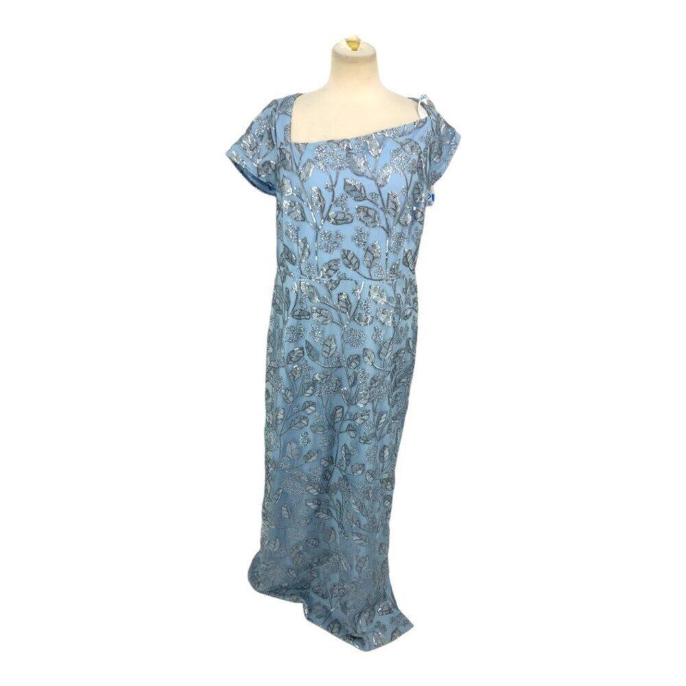 Js Collections Julia Cap Sleeve Column Gown Blue … - image 2